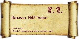 Mateas Nándor névjegykártya